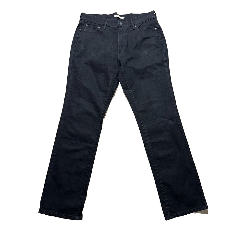 Levi's 505 Jeans Women 31x32 Black Denim Dark Wash Straight Leg Mid-Rise Pockets